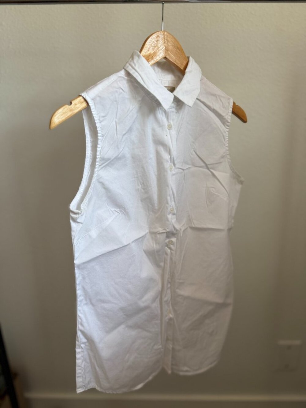 Joan Vass Studio White Sleeveless Button Down Blouse Shirt Size XS